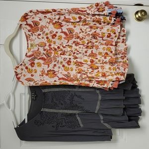 2 tops with 3/4 sleeves both Medium